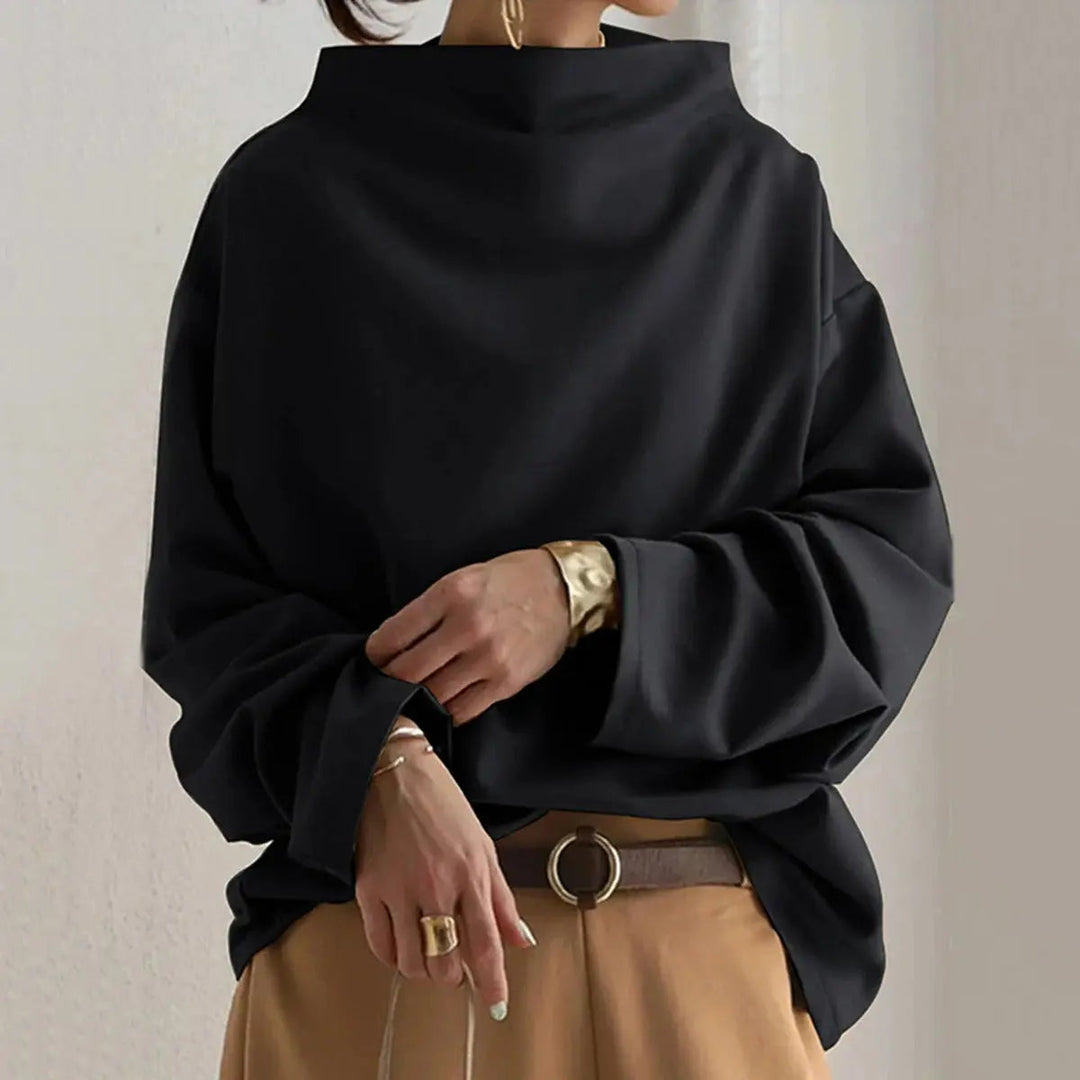 Women’s Black Turtleneck Sweater – Soft Fitted Long-Sleeve Knit