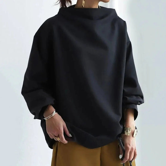 Women’s Black Turtleneck Sweater – Soft Fitted Long-Sleeve Knit