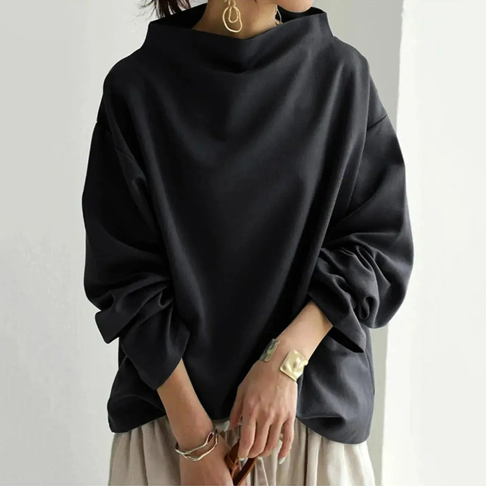Women’s Black Turtleneck Sweater – Soft Fitted Long-Sleeve Knit
