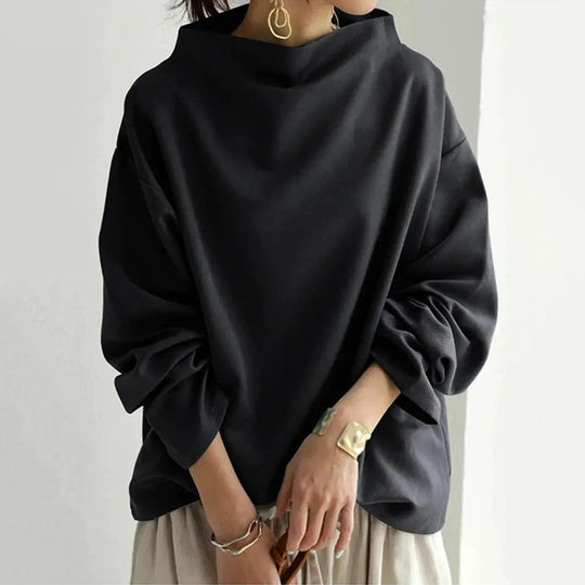 Women’s Black Turtleneck Sweater – Soft Fitted Long-Sleeve Knit