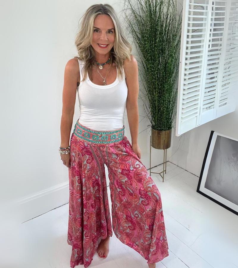 Women’s Bohemian Palazzo Pants – Lightweight Wide Leg with Elastic Waist