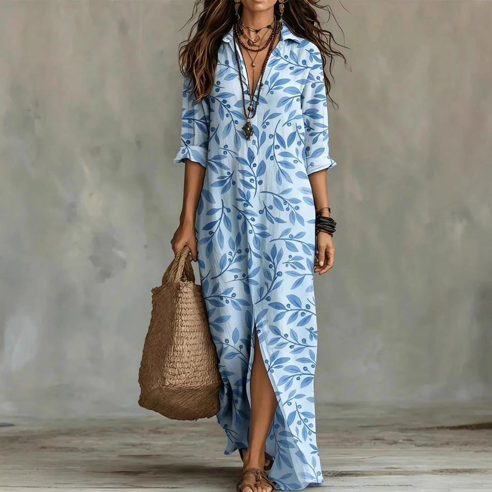 Women's Botanical Shirt Dress – Lightweight Printed Everyday Style