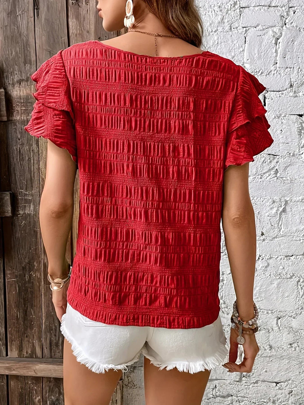 Women's Breathable Lightweight Ruffle Blouse for Office and Summer