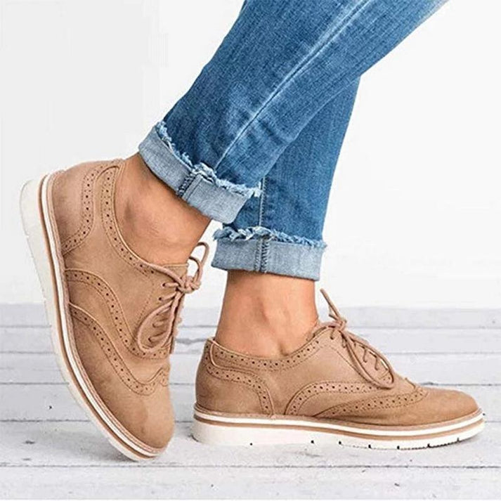 Women's Brogue Lace-Up Trainers – Cushioned, Elegant Everyday Shoes