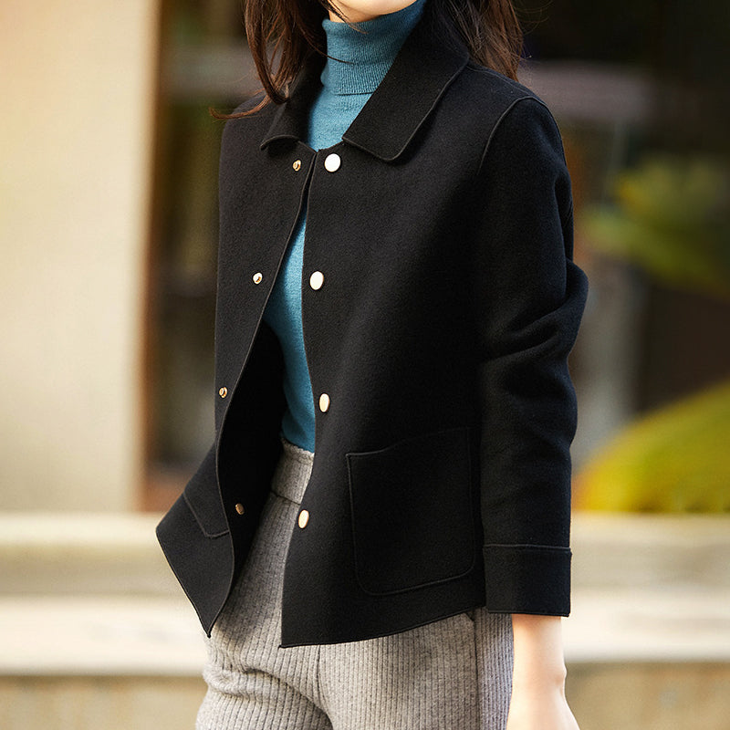 Women's Button-Front Shirt Jacket – Cropped Layer with Front Pockets
