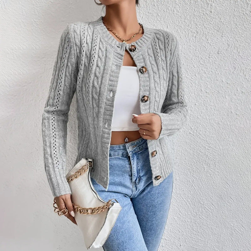 Women's Cable-Knit Button Cardigan – Soft Long-Sleeve Layer