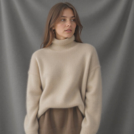 Women’s 100% Cashmere Turtleneck – Oversized Soft Luxury Sweater