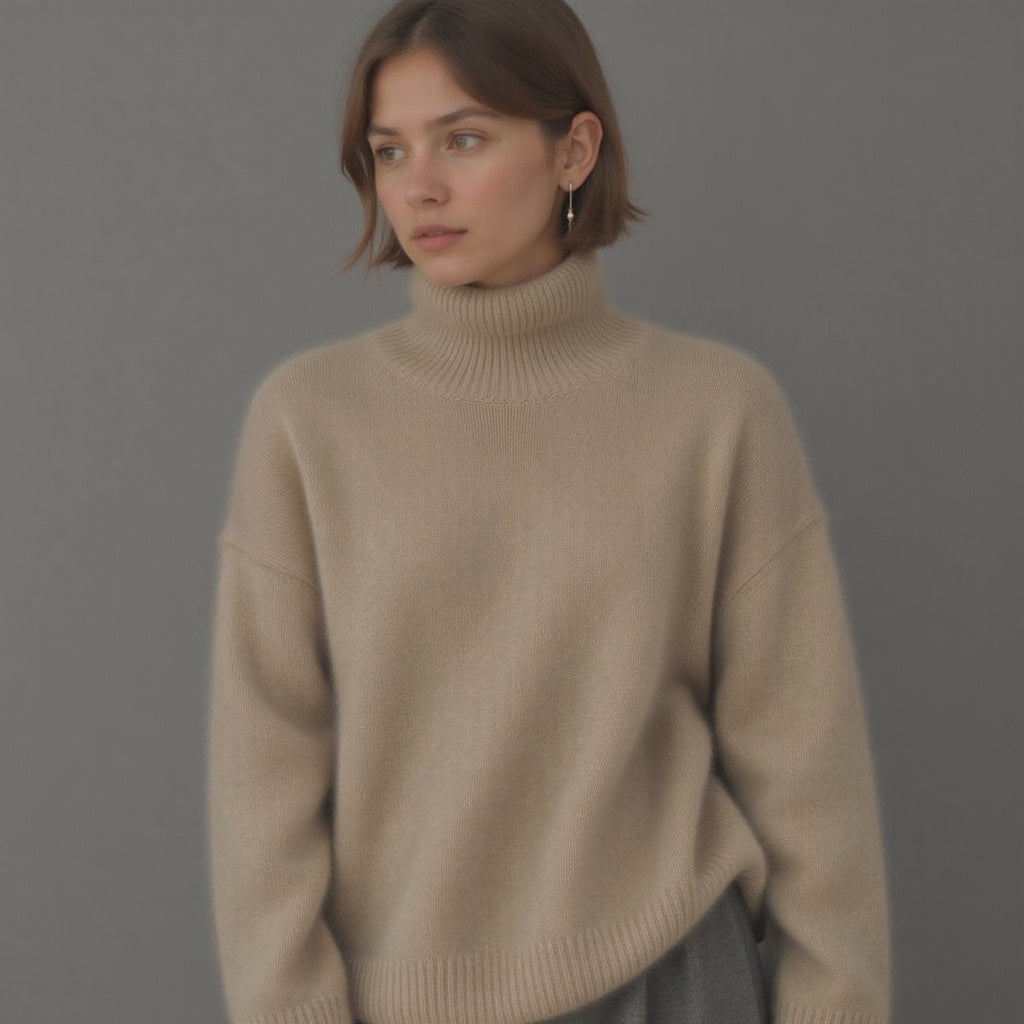 Women’s 100% Cashmere Turtleneck – Oversized Soft Luxury Sweater
