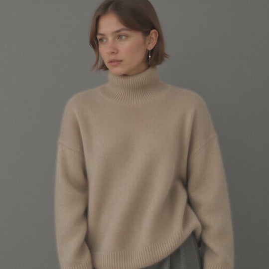Women’s 100% Cashmere Turtleneck – Oversized Soft Luxury Sweater