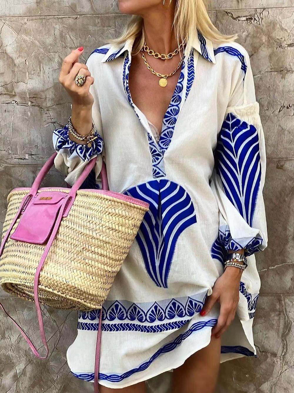 Women's Casual Printed Mini Dress for Summer and Holidays