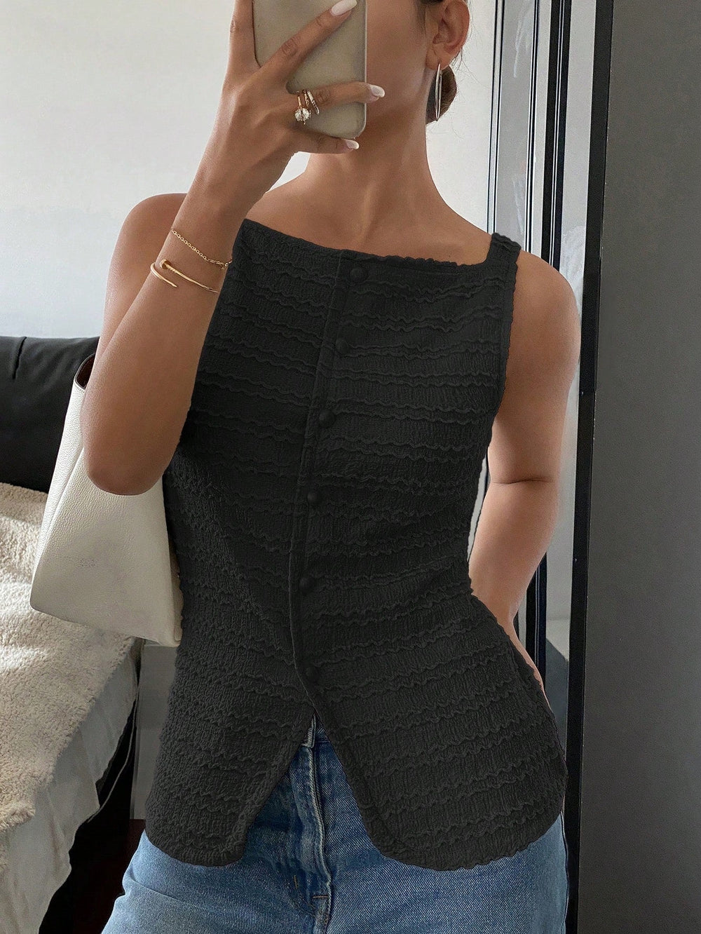 Women's Chic Button-Front Sleeveless Tailored Vest