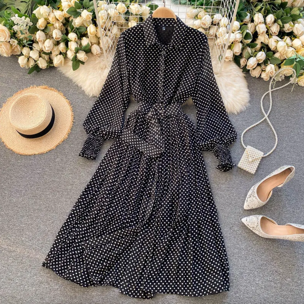 Women's Chic Polka Dot Dress for Work, Parties and Everyday Wear