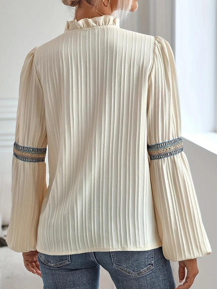 Women's Chic Vintage-Inspired Long-Sleeve Blouse, S–2XL