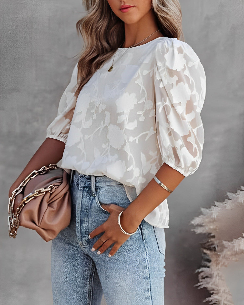 Women's Chiffon Puff-Sleeve Blouse – Lightweight Flowing Top