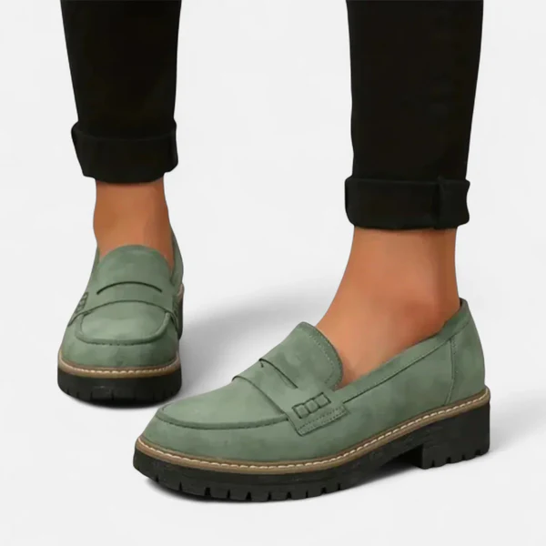 Women's Chunky-Sole Faux Leather Loafers with Padded Lining
