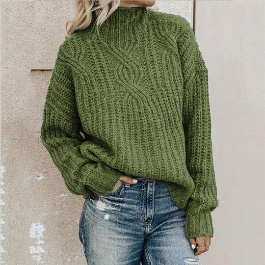 Women’s Chunky Turtleneck Sweater – Soft Relaxed Long-Sleeve Knit