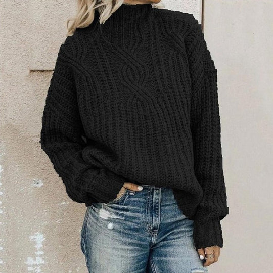 Women’s Chunky Turtleneck Sweater – Soft Relaxed Long-Sleeve Knit