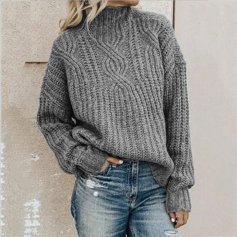 Women’s Chunky Turtleneck Sweater – Soft Relaxed Long-Sleeve Knit