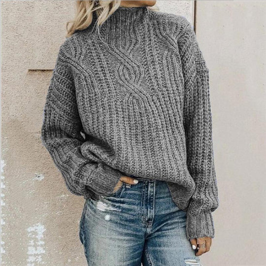 Women’s Chunky Turtleneck Sweater – Soft Relaxed Long-Sleeve Knit
