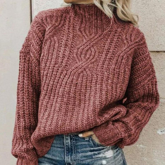 Women’s Chunky Turtleneck Sweater – Soft Relaxed Long-Sleeve Knit