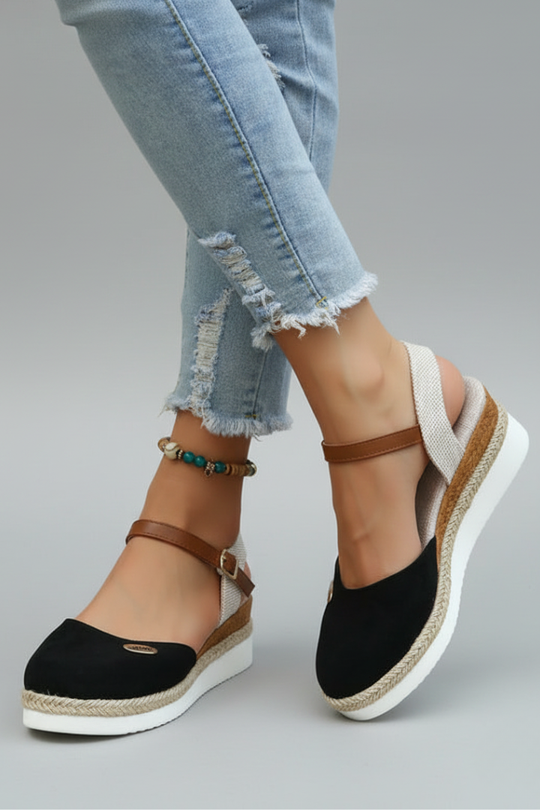 Women’s Closed-Toe Espadrille Platform Sandals with Slingback Strap