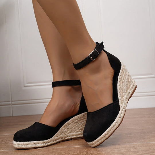 Women’s Closed-Toe Espadrille Wedges with Adjustable Ankle Strap