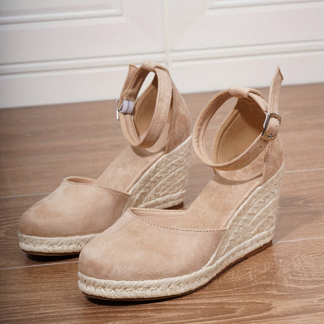 Women’s Closed-Toe Espadrille Wedges with Adjustable Ankle Strap
