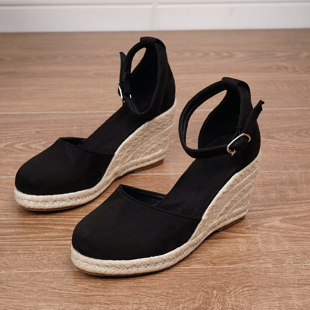 Women’s Closed-Toe Espadrille Wedges with Adjustable Ankle Strap