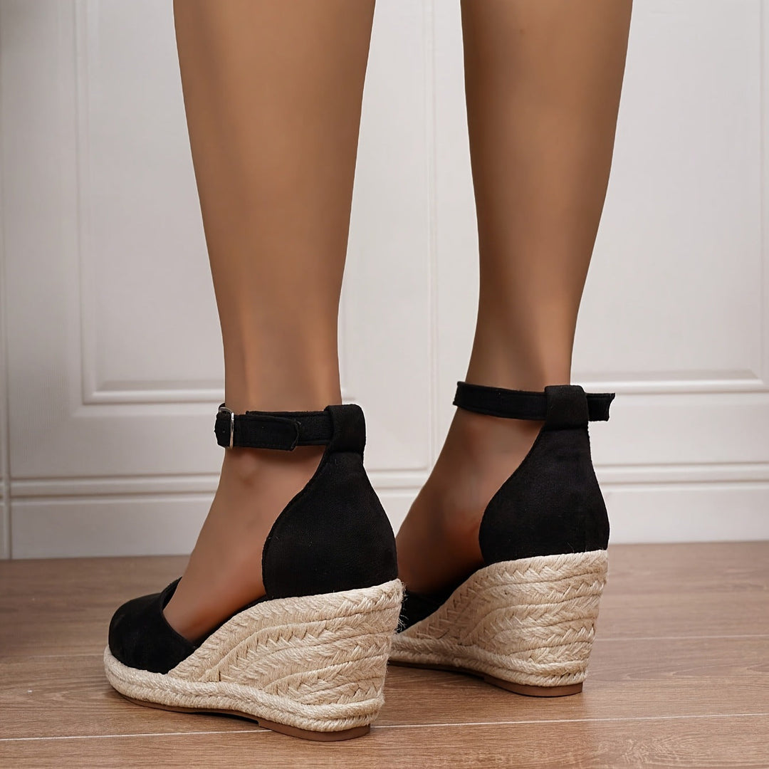 Women’s Closed-Toe Espadrille Wedges with Adjustable Ankle Strap