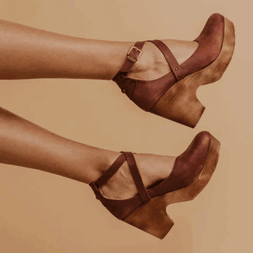 Women's Closed-Toe Wedge Shoes with Adjustable Ankle Strap