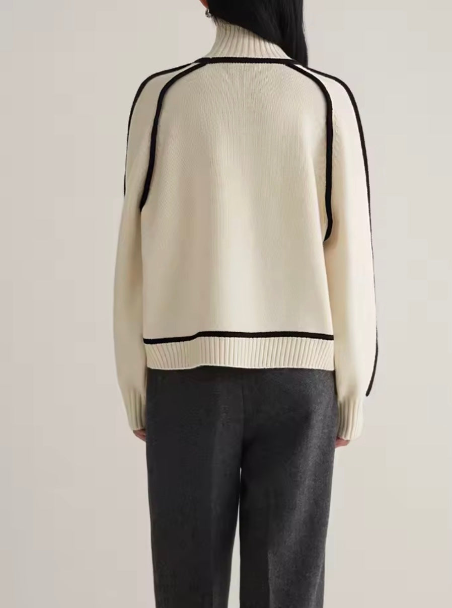 Women’s Colour-Block Turtleneck Sweater – Warm Autumn Winter Knit