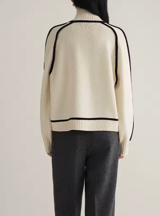 Women’s Colour-Block Turtleneck Sweater – Warm Autumn Winter Knit
