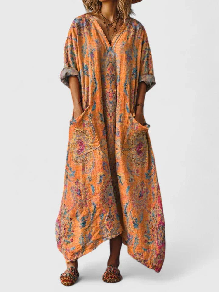 Women's Colourful Loose Maxi Dress – Elegant Flowing Fit