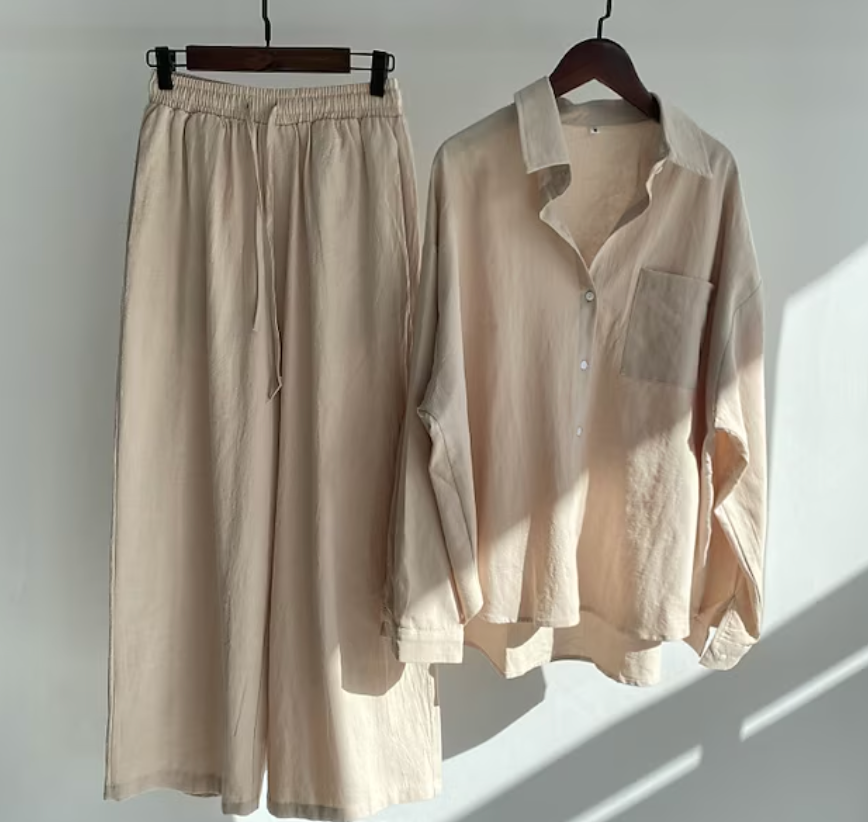 Women's Coordinated Trouser Set – Breathable Top and Flattering Trousers