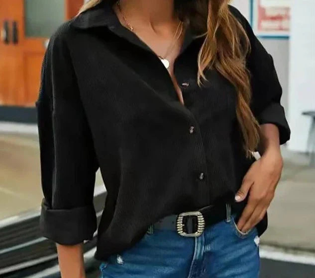 Women's Corduroy Button-Up Shirt – Relaxed Vintage-Inspired Style