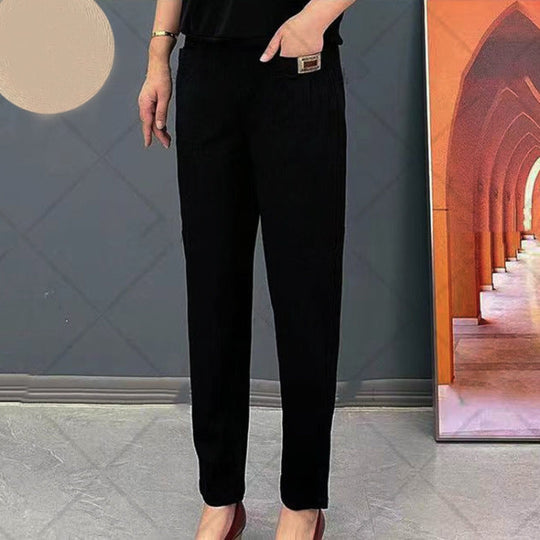 Women’s Cotton Elastic-Waist Pants – Soft Breathable Casual Trousers