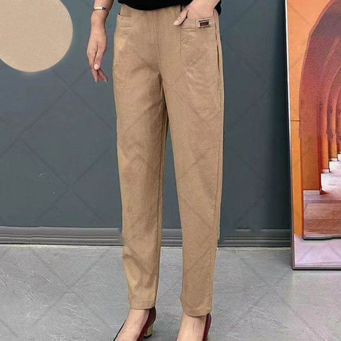 Women’s Cotton Elastic-Waist Pants – Soft Breathable Casual Trousers
