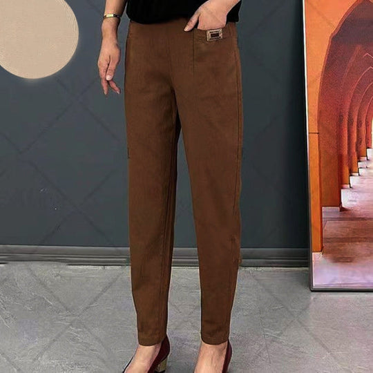 Women’s Cotton Elastic-Waist Pants – Soft Breathable Casual Trousers