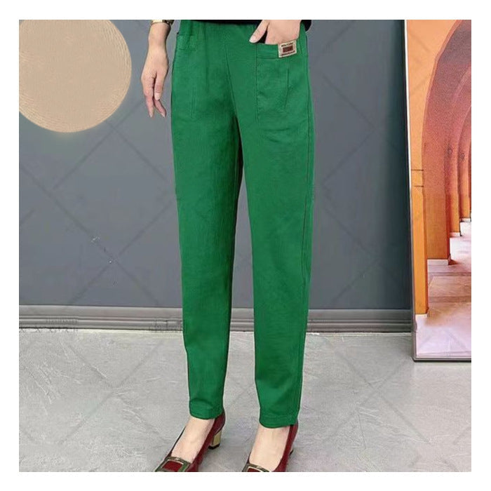 Women’s Cotton Elastic-Waist Pants – Soft Breathable Casual Trousers
