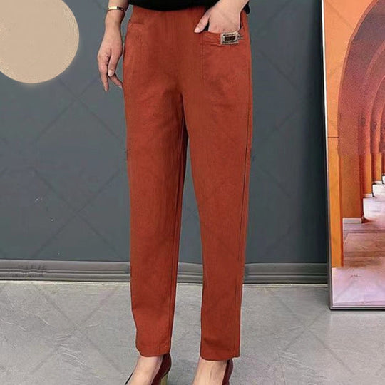 Women’s Cotton Elastic-Waist Pants – Soft Breathable Casual Trousers