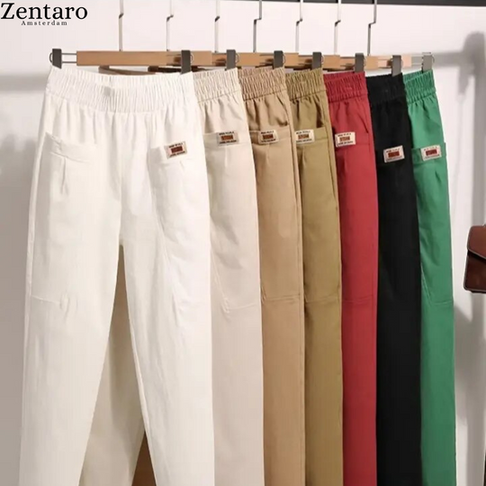 Women’s Cotton Elastic-Waist Pants – Soft Breathable Casual Trousers