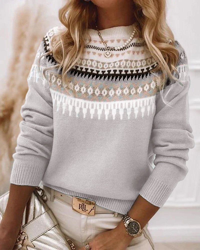 Women’s Crew-Neck Sweater – Soft Breathable Long-Sleeve Knit