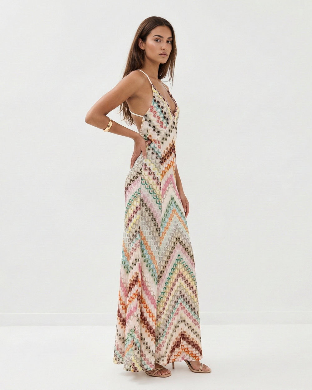 Women's Crochet Backless Maxi Dress – Orange or Blue