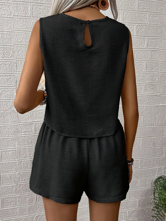 Women’s Crop Top and Wide Shorts Set – Lightweight Summer Two-Piece Outfit
