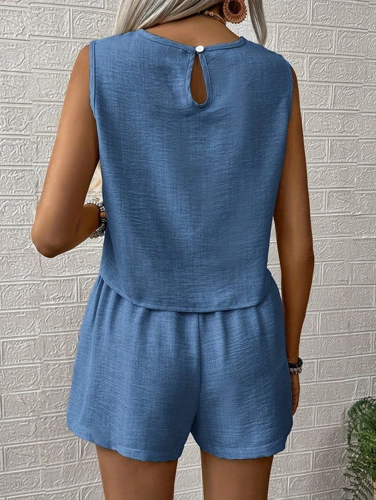 Women’s Crop Top and Wide Shorts Set – Lightweight Summer Two-Piece Outfit