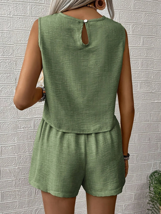 Women’s Crop Top and Wide Shorts Set – Lightweight Summer Two-Piece Outfit