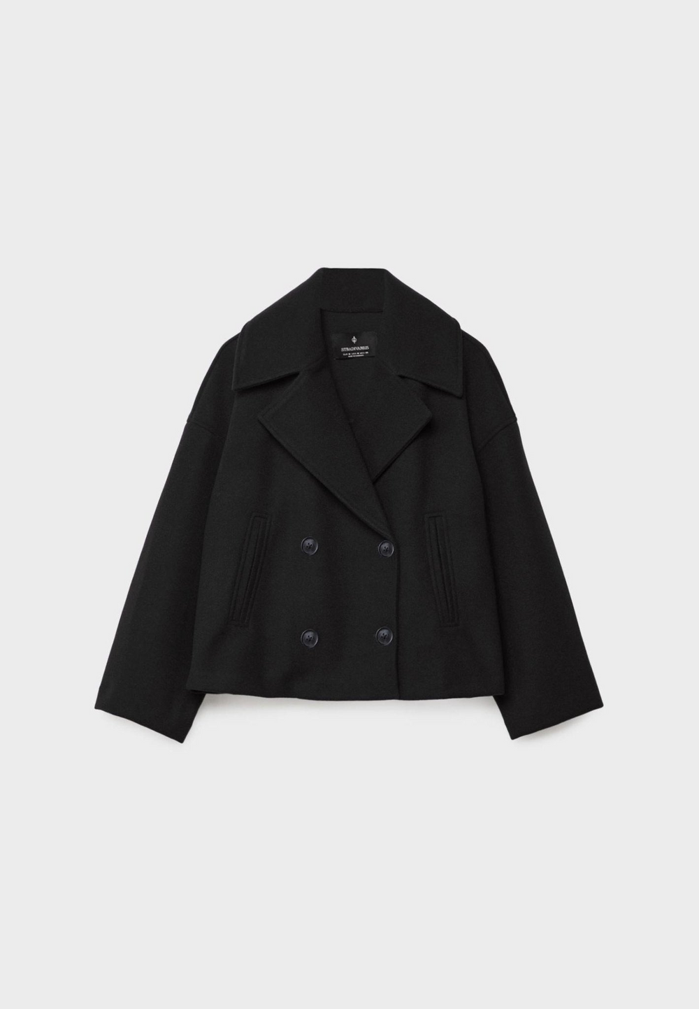 Women's Cropped Double-Breasted Blazer with Pointed Lapels