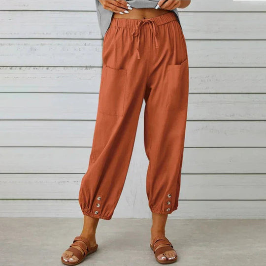 Women’s Cropped Drawstring Pants – Relaxed Fit with Deep Pockets