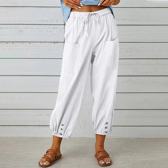 Women’s Cropped Drawstring Pants – Relaxed Fit with Deep Pockets