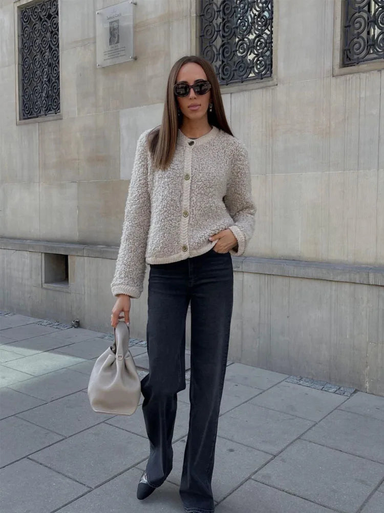 Women's Cropped Teddy Button-Up Vest
